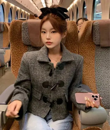 amood 숏 더플 코트 왕홍 한국 아우터