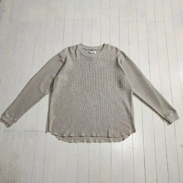 PLESIC 오버 사이즈 와플 티셔츠 베이지 L