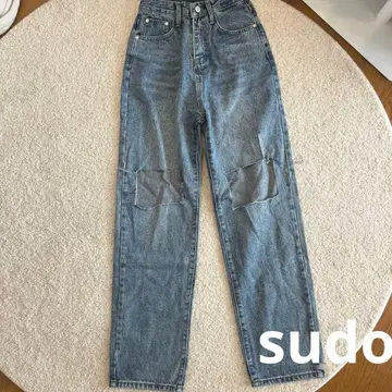 sudo 데미지 가공 스트레이트 청바지