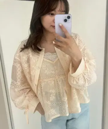 flower 노스탤지어 자수 블라우스 뷔스티에 브라탑 세트