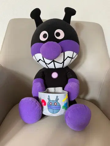 호빵맨 세균맨 봉제 인형 흑자색 약 30cm