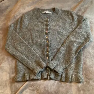ZARA 프릴 가디건 S 그레이