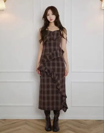 구매 전 댓글 필수 MARGA CHECK RUFFLE ONEPIECE