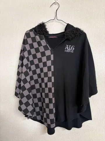 ALCONQUINS 체크 무늬 후드 부착 판초