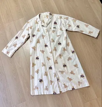 젤라또피케 프론트 오픈 원피스 코튼 룸웨어 곰 패턴 파자마 베어