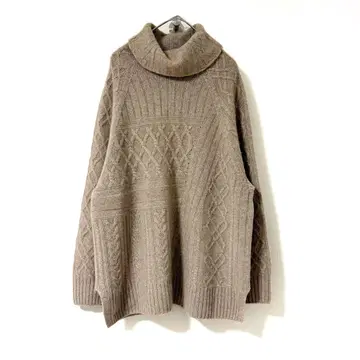 LUYUAN ROSE 캐시미어 100% 케이블 터틀넥 니트
