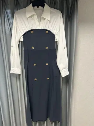 Diagram 니트 셔츠 도킹 원피스