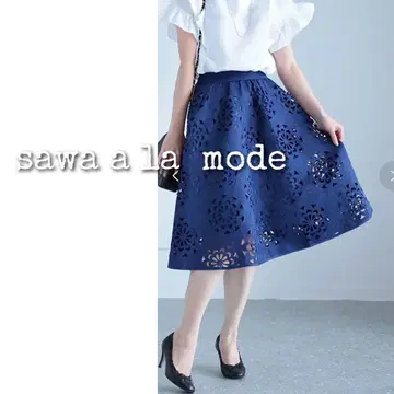 사워아라모드 sawa a la mode 꽃무늬 컷아웃 스커트 네이비 M