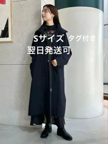 미사용 새상품 CABaN 울 개버딘 스탠드 카라 코트