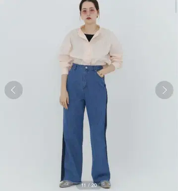 TINA: JOJUN 사이드 라인 스트레이트 데님 팬츠 xs