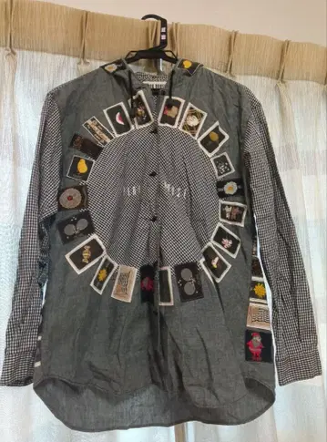 핑크하우스 패치 체크 무늬 긴팔 얇은 소재 블라우스 후드티 포함