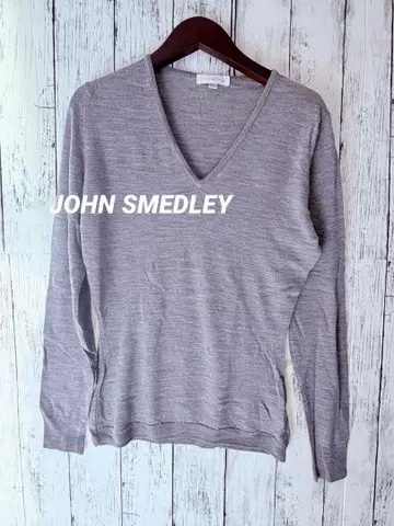 새상품급 JOHN SMEDLEY V넥 울 스웨터 그레이 S 하이 게이지