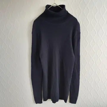 무인양품 긴팔 터틀넥 스웨터 [ L ] 울 100% 네이비 하이넥
