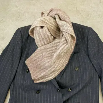 [ 새상품급 캐시미어 100% ] 리브 머플러 퍼플 베이지