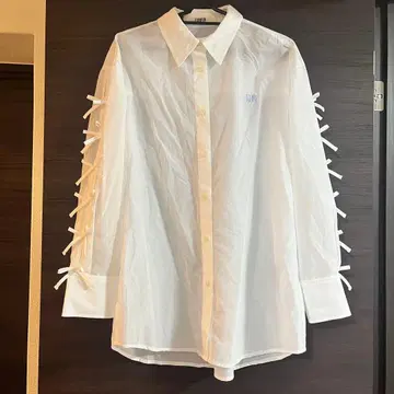 [ 미사용 ] FURFUR 리본 슬리브 시어 셔츠