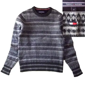 새상품급 여성용 타미힐피거 페어아일 스웨터 그레이 x 블루 M