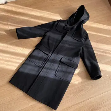 아타락시아 후드 부착 더플 코트 블랙