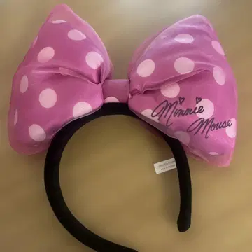 미니 핑크 빅 리본 머리띠 도트