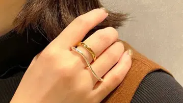 Jouete 골드 실버 2연 반지