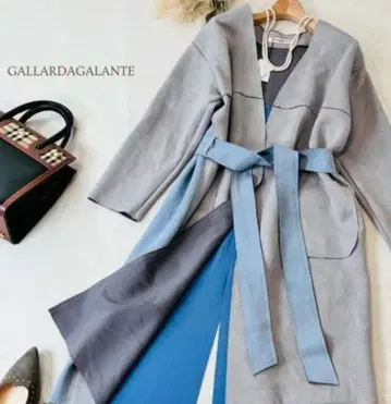 GALLARDAGALANTE 벨트 부착 롱 코트 에코 스웨이드