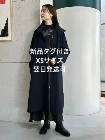 미사용 새상품 CABaN 울 개버딘 스탠드 카라 코트