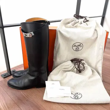 에르메스 블랙 가죽 롱 부츠