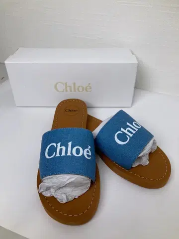 끌로에 데님 블루 슬라이드 샌들