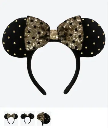 미키 귀 머리띠 블랙과 금
