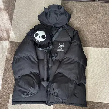 PCTOKYO 미니백 뿔 달린 데빌 충전솜 다운 자켓 블랙 XL 사이즈