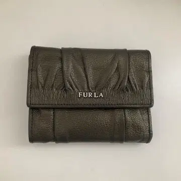 FURLA 훌라 플리츠 가죽 3단 폴더형 지갑 그린 블랙