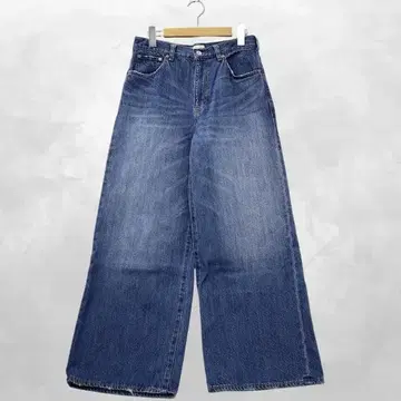 그린 라벨 릴랙싱 데미지 가공 스트레이트 와이드 데님 팬츠 36