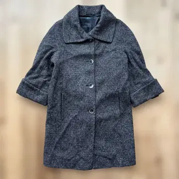 BENETTON 그레이 울 혼방 피 코트 롱 코트 자켓 깔끔 40