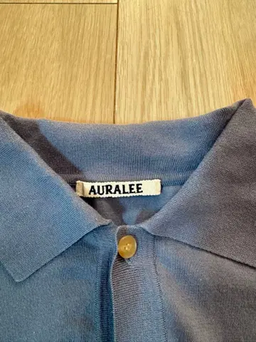 AURALEE 그레이 블루 피케 셔츠 사이즈 3