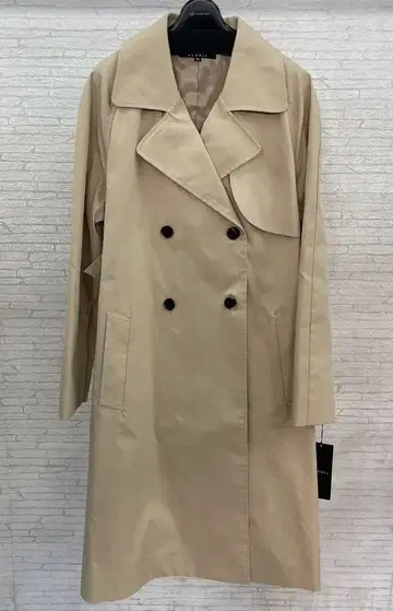 PERRIS 베이지 더블 브레스트 트렌치코트 사이즈 M