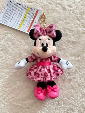 새상품 미니 표범 무늬 봉제 인형 참 핑크