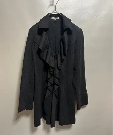 나라 까미체 울 프릴 자켓 다크 그레이