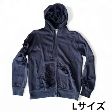 데미지 가공 블랙 후드 부착 후드티 그런지 크러스트