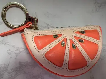 새상품급 kate spade 케이트 스페이드 오렌지 코인 케이스 참 포함