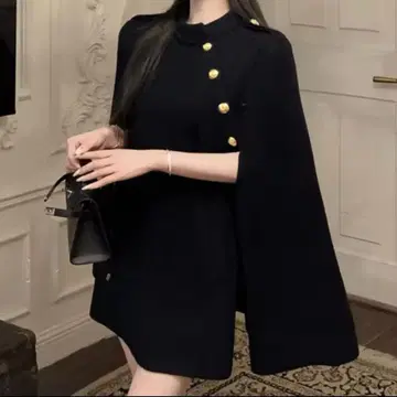 코트 블랙 아리에크 케이프 코트 판초