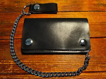 숏 트래커 지갑 도치기 가죽 차심 트래커 지갑 블랙