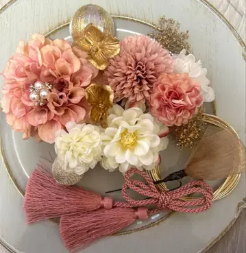 특별 가격 더스티 핑크 성인식 졸업식 시치고산 사전 촬영 머리 장식