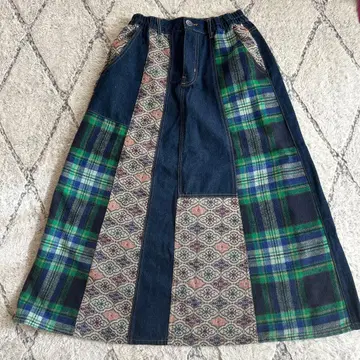 TITICACA 패치워크 데님 롱 스커트