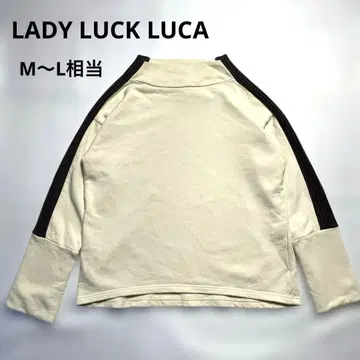 LADY LUCK LUCA 크림색 일본제 와플 라인 맨투맨