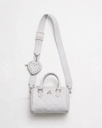 pium 하트 파우치 포함 퀼팅 보스턴 백