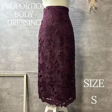프로포션 바디 드레싱 롱 내로우 레이스 타이트 스커트 보르도 S
