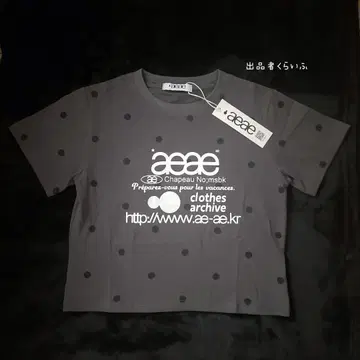 aeae 로고 도트 크롭 T 셔츠 그레이
