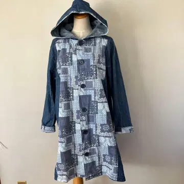 D.S.C 데님풍 후드 부착 코트 L 사이즈