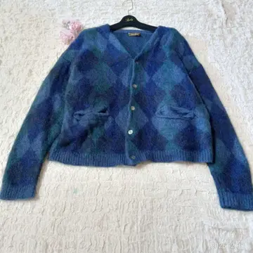 새상품급 저널 스탠다드 아가일 무늬 모헤어 울 가디건