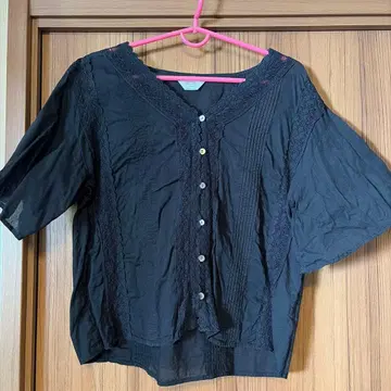 SLOBE IENA 블랙 반팔 셔츠, 블라우스