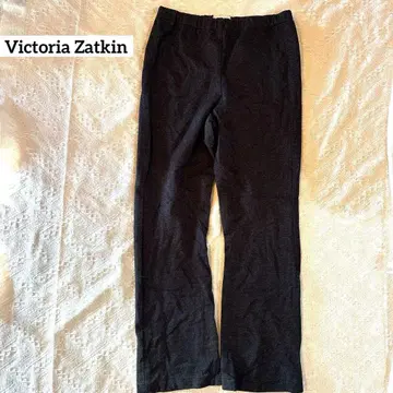 빅토리아 자트킨 블랙 캐주얼 팬츠 부드러운 원단 라메 믹스
